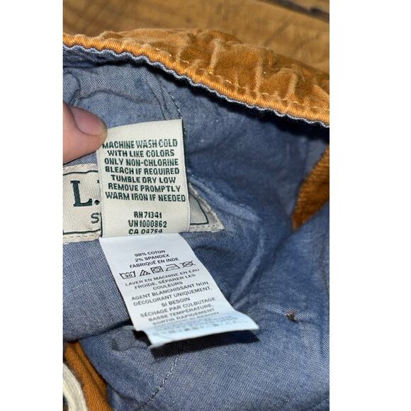 LL Bean Camel Brown Khaki Elastic Waistband Tie Front Standard Fit Pant XL 32 - Picture 7 of 7